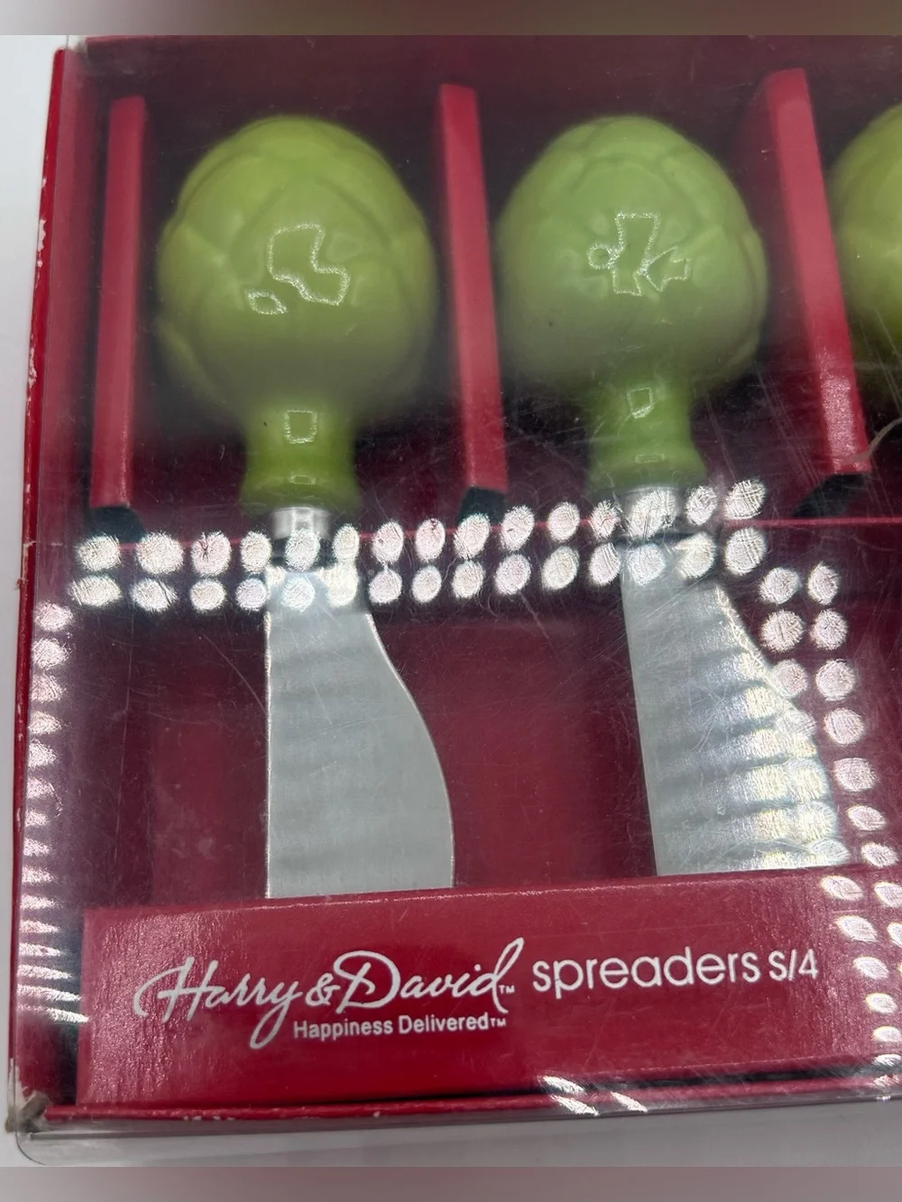 Harry & David Artichoke Cheese Spreader Knives Charcuterie Board Set of 4